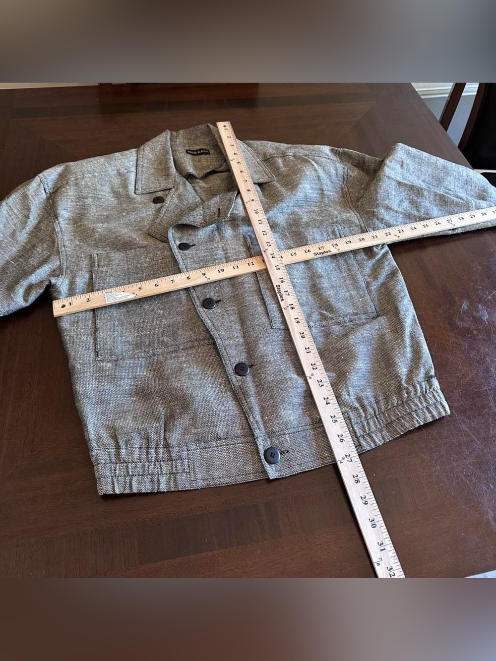 Vintage Linen Blend Jacket Women’s L Approx Boxy Fit Lightweight - Picture 5 of 6